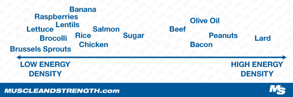 Vegan food energy density spectrum