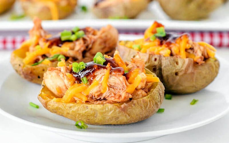 Pulled BBQ Chicken Potato Skins Recipe